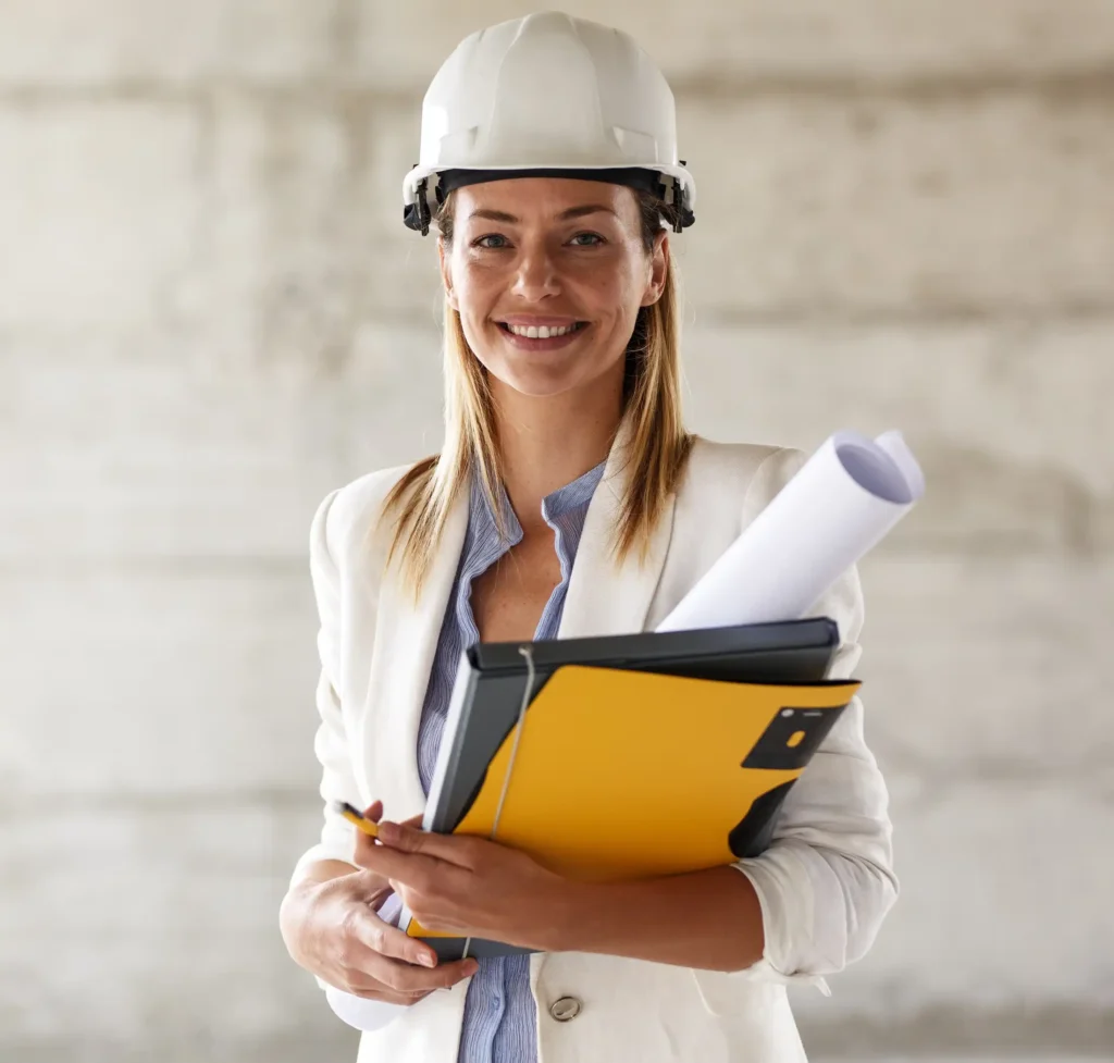 female architect at the construction site